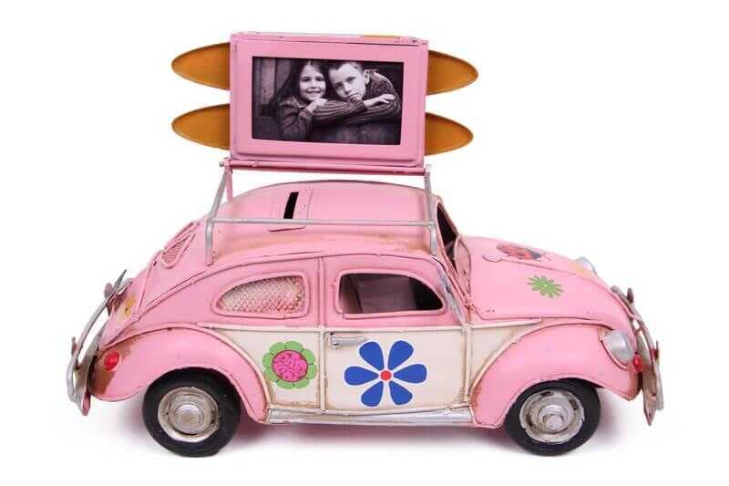 Dekoratif Metal Araba Çerçeveli ve Kumbaralı Hediyelik (4338) (477477)