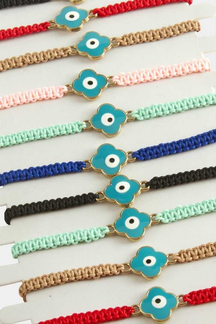 Çiçek Nazar Makrome Örgülü Bileklik
