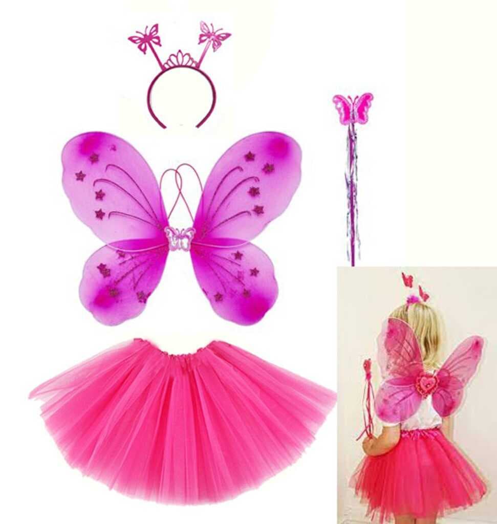 Nessiworld Fuşya Kelebek Kostümü - Fuşya Kelebek Kostüm Aksesuar Seti 4 Parça