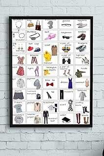 (11320) Igilizce Kıyafetler Eğitim Çerçeveli Tablo (50x70cm)