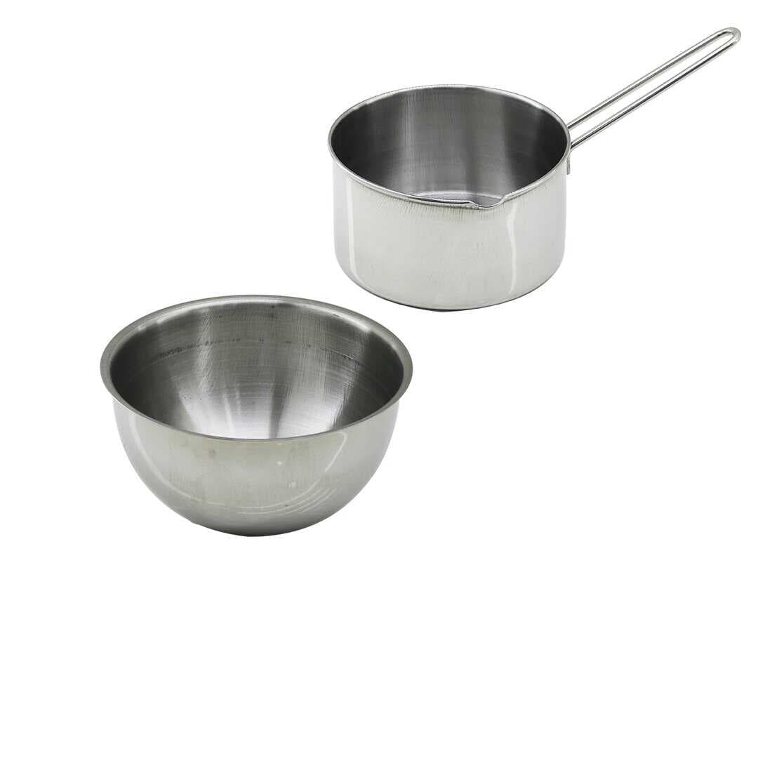 2PCS SET PASLANMAZ ÇELİK CHEFF SÜTLÜK - SOSLUK=14CM - DERİN KAP=17CM (5430)