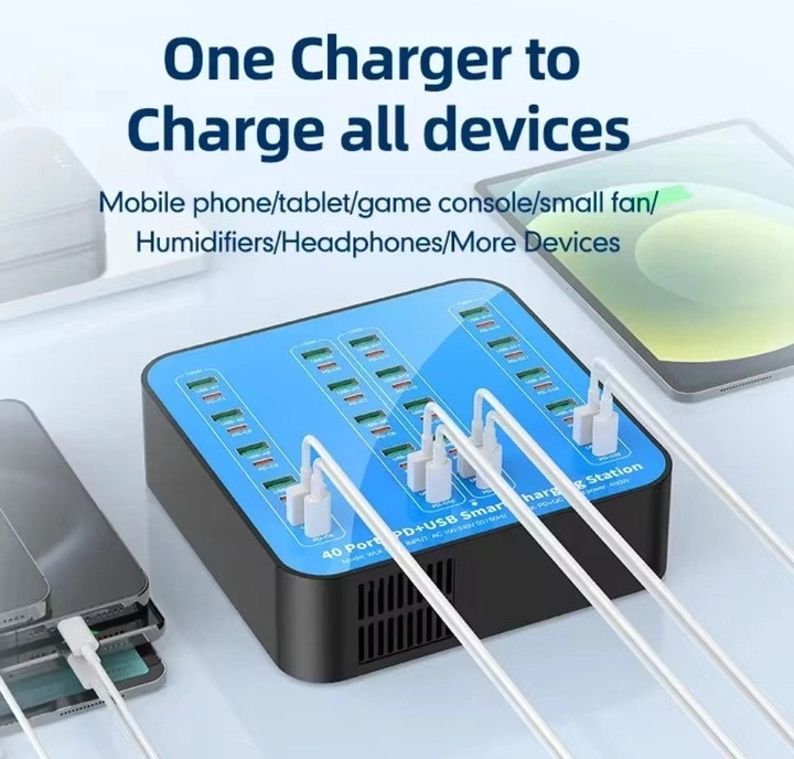 40 Portlu 400w Hızlı Şarj İstasyonu 20x Usb + 20x Type-c Pd Çıkışlı Şarj Cihazı