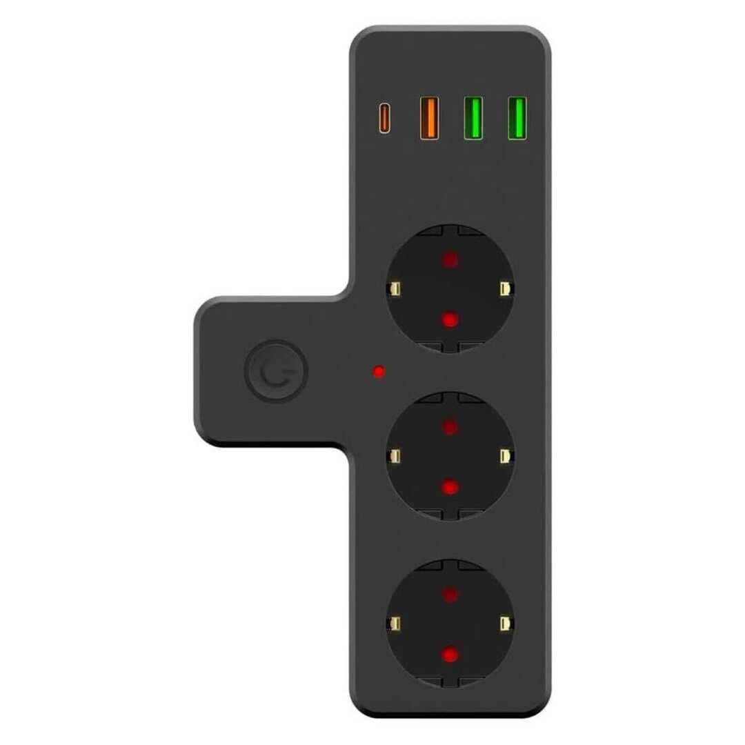 Termal Akım Korumalı 3 Adet Soket,3 Adet USB ve 1 Adet Type-C Girişli 20w Priz Model 3397 (5430)