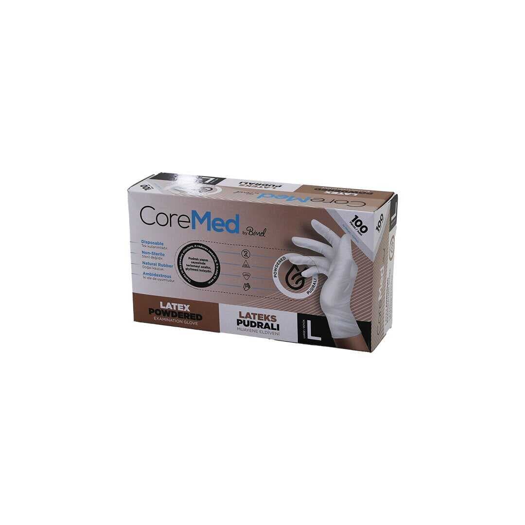 COREMED BİMEL L BEDEN PUDRALI MUAYENE ELDİVENİ 100LÜ (5430)