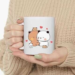 print dore Sevimli Bubu ve Dudu Kahve Kupa, Ayı Seramik Kupa, Panda Ayı Kupası, Sevim,ingilizce kupa 83