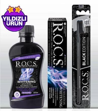 Rocs Bakım suyu + Sensetion macun + Black editin Siyah fırça