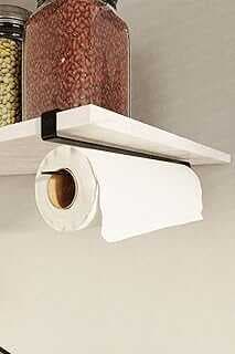 Arsimo Mat Siyah Raf Altı Kağıt Havlu Askılığı Ve Ficalık | Portatif Dolap Altı Havlu Bardak Fica Askı