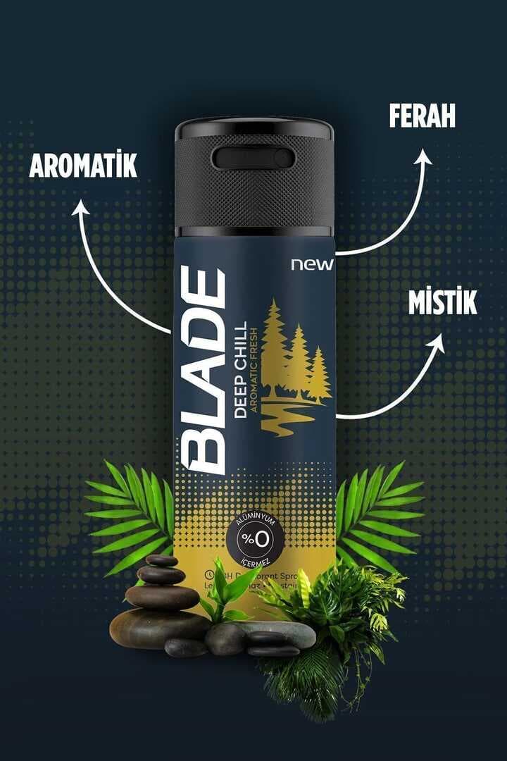 Blade Deep Chill Erkek Deodorant 150 Ml Hızlı Kurur, Leke Bırakmaz