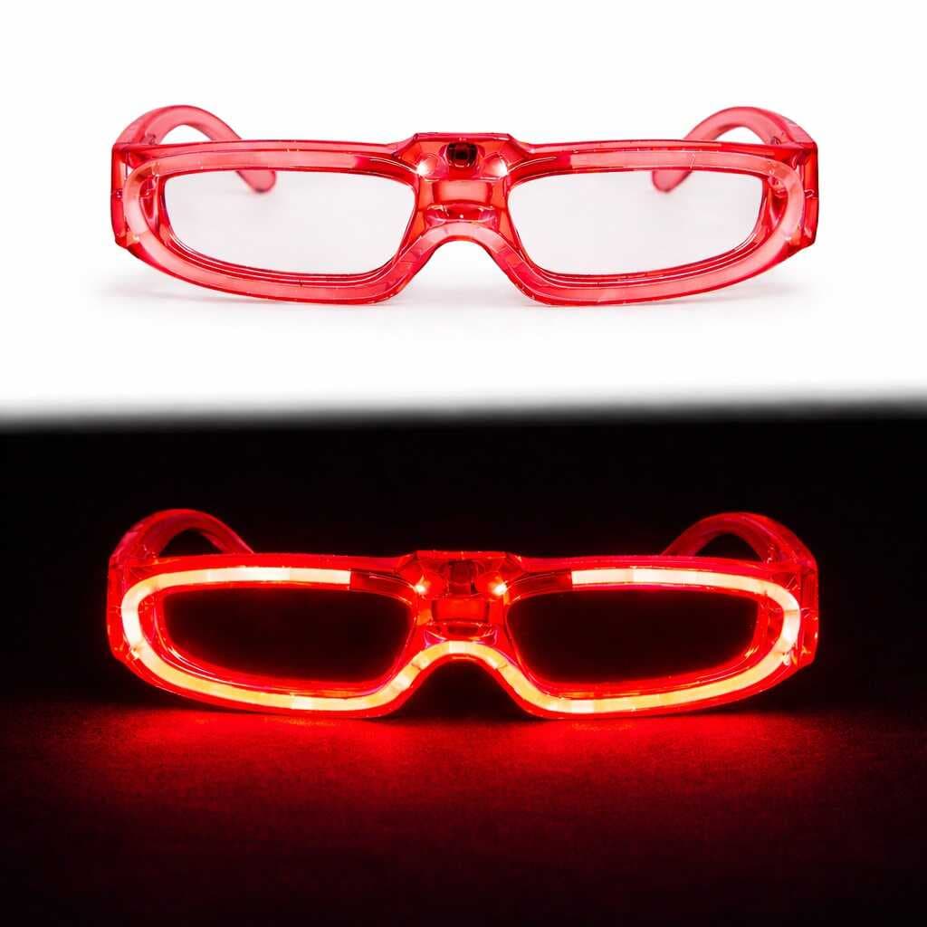 Kırmızı LED Işıklı Parti Gözlüğü 3 Modlu – Glow  - Gece Eğlence Gözlüğü (5430)