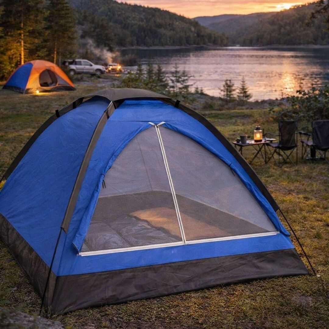 3 Kişilik Manuel Kamp Çadırı – Düz Kapılı Outdoor Aile, Doğa, Piknik ve Kamp Çadırı 200x150x110 cm (5430)