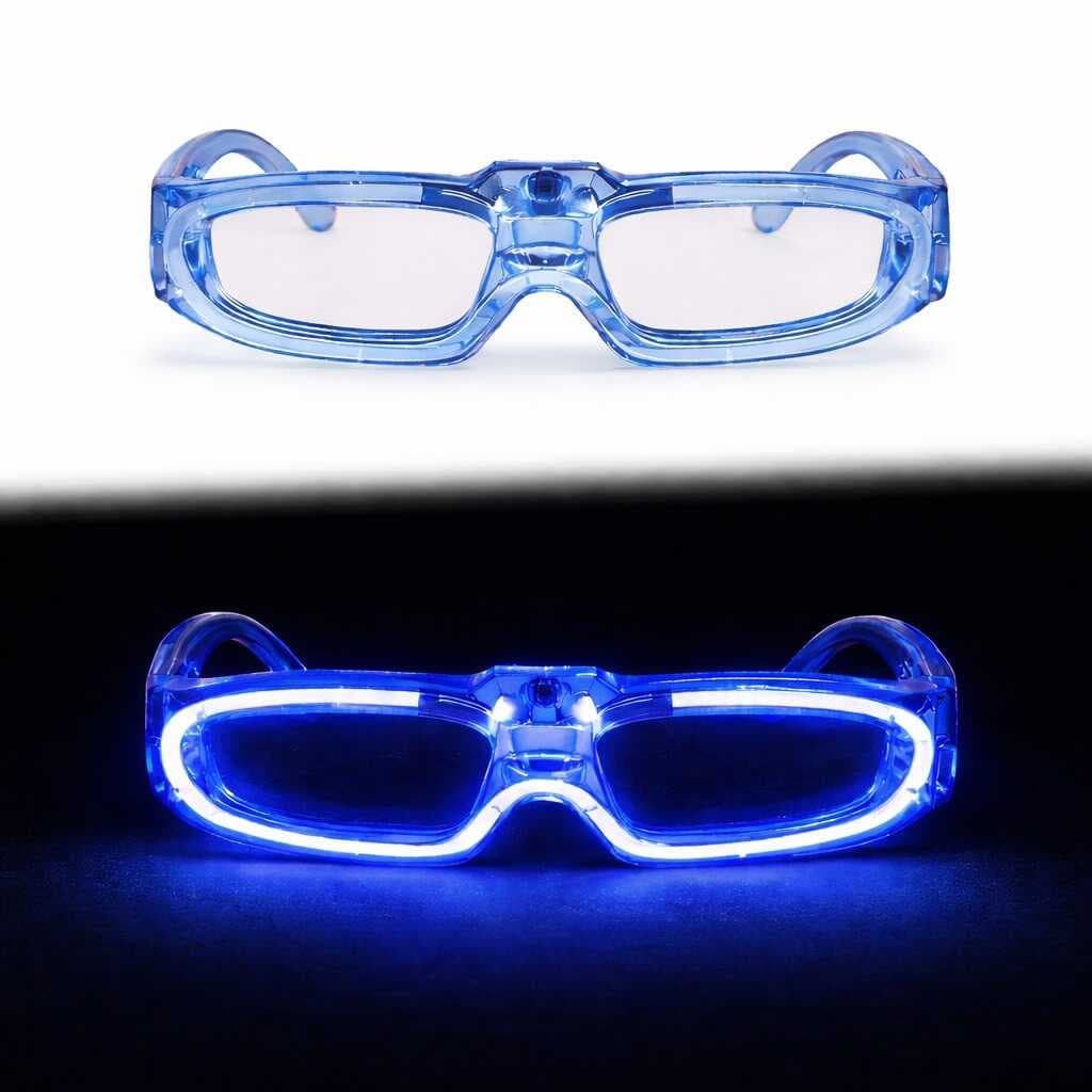 Mavi LED Işıklı Parti Gözlüğü 3 Modlu – Gece Eğlence Gözlüğü