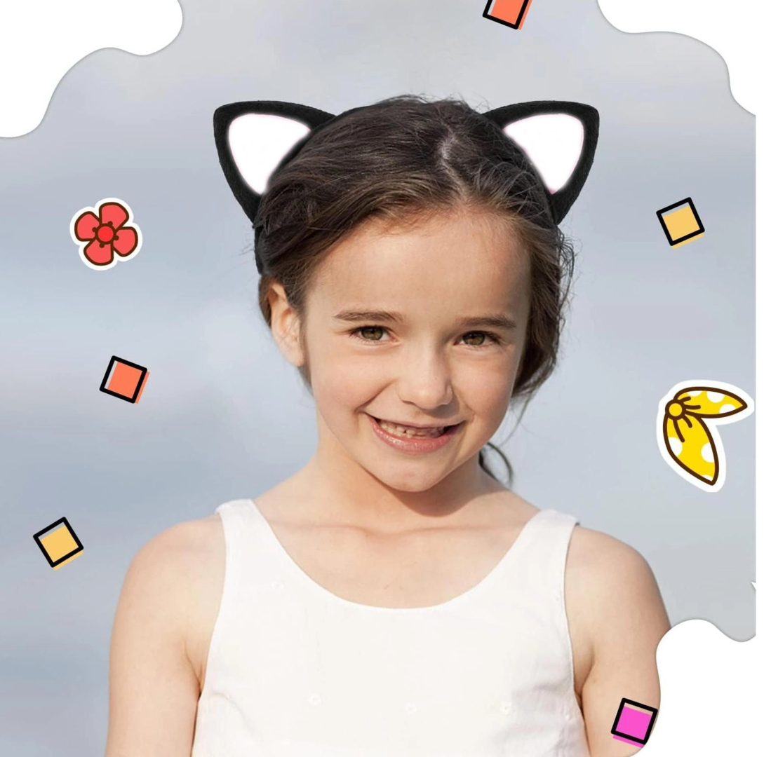 Kedi Kulak Taç Siyah İçi Beyaz Renk Pofuduk 15x17 Cm