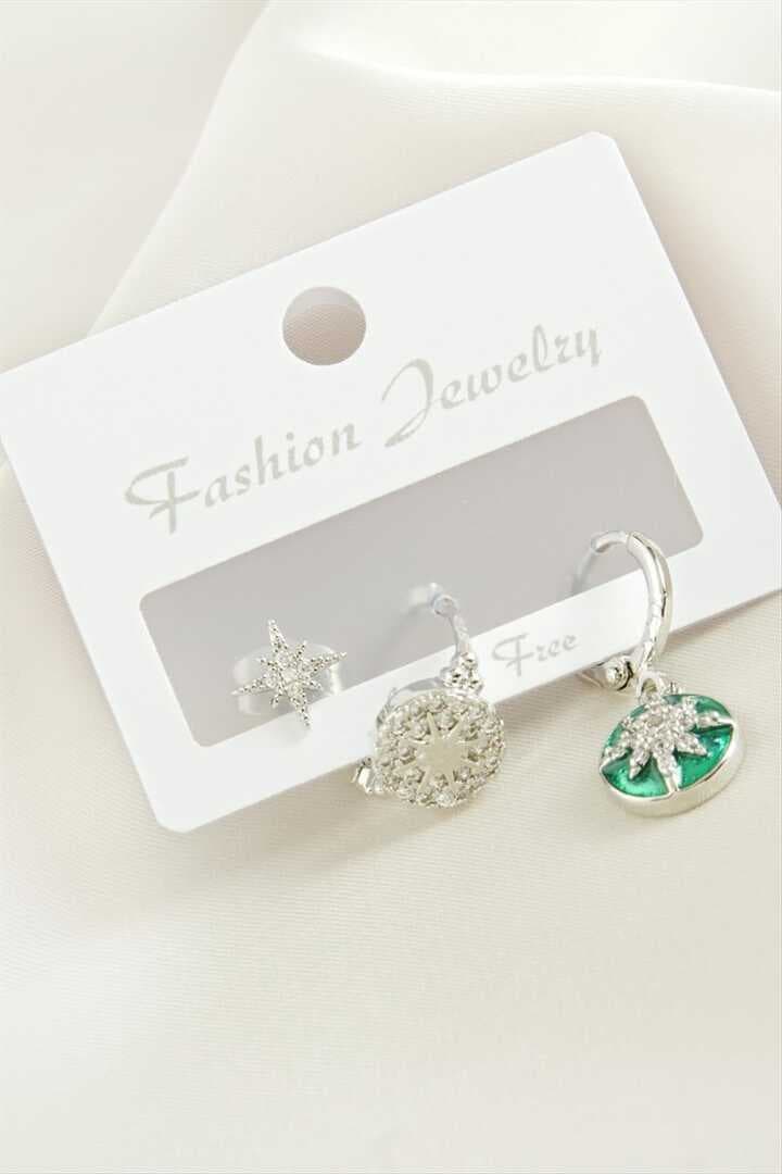 3 Adet Yıldız Zirkon Taşlı Küpe