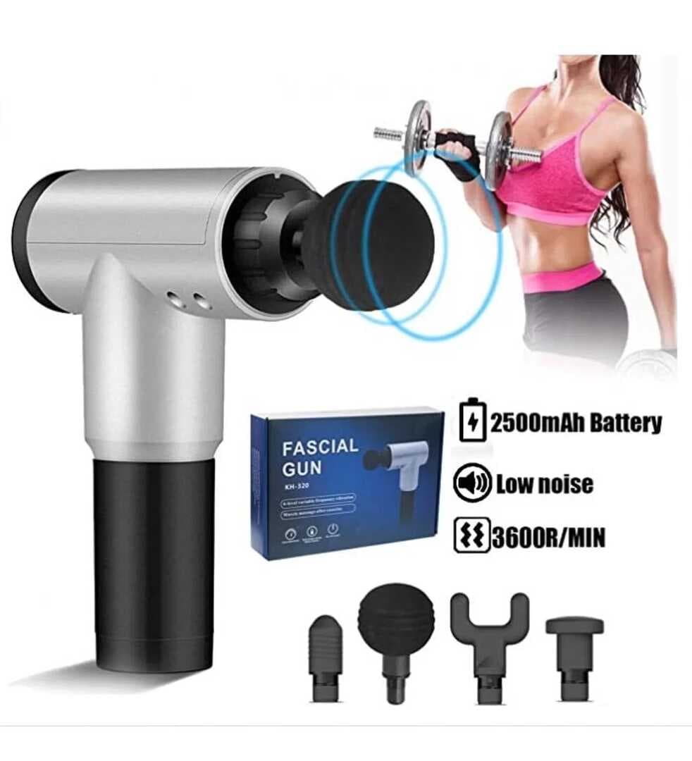 Fascial Gun RH-320 6 Kademe Hız Ayarlı, 4 Parça Başlıklı, Usb Şarjlı, Masaj Tabanca Aleti (5430)