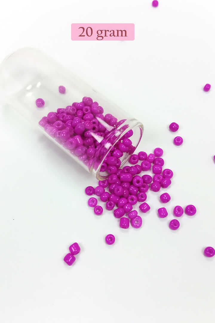 Dökme Cam Kum Boncuk Büyük Boy (6/0) 4 mm - 20 Gram - Fuşya - BNC099