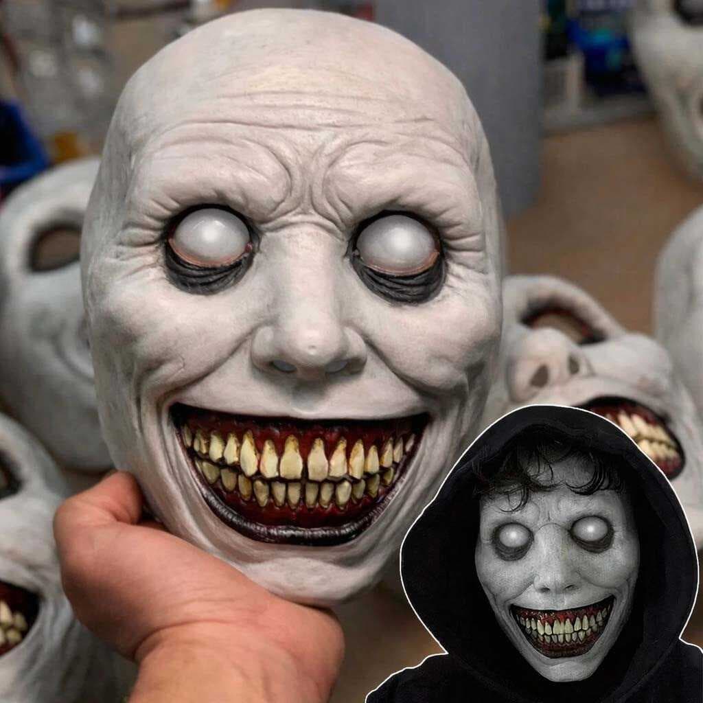 Dehşet Gülüşlü Donuk Göz Efektli Korku Maskesi 22x18 cm (5430)