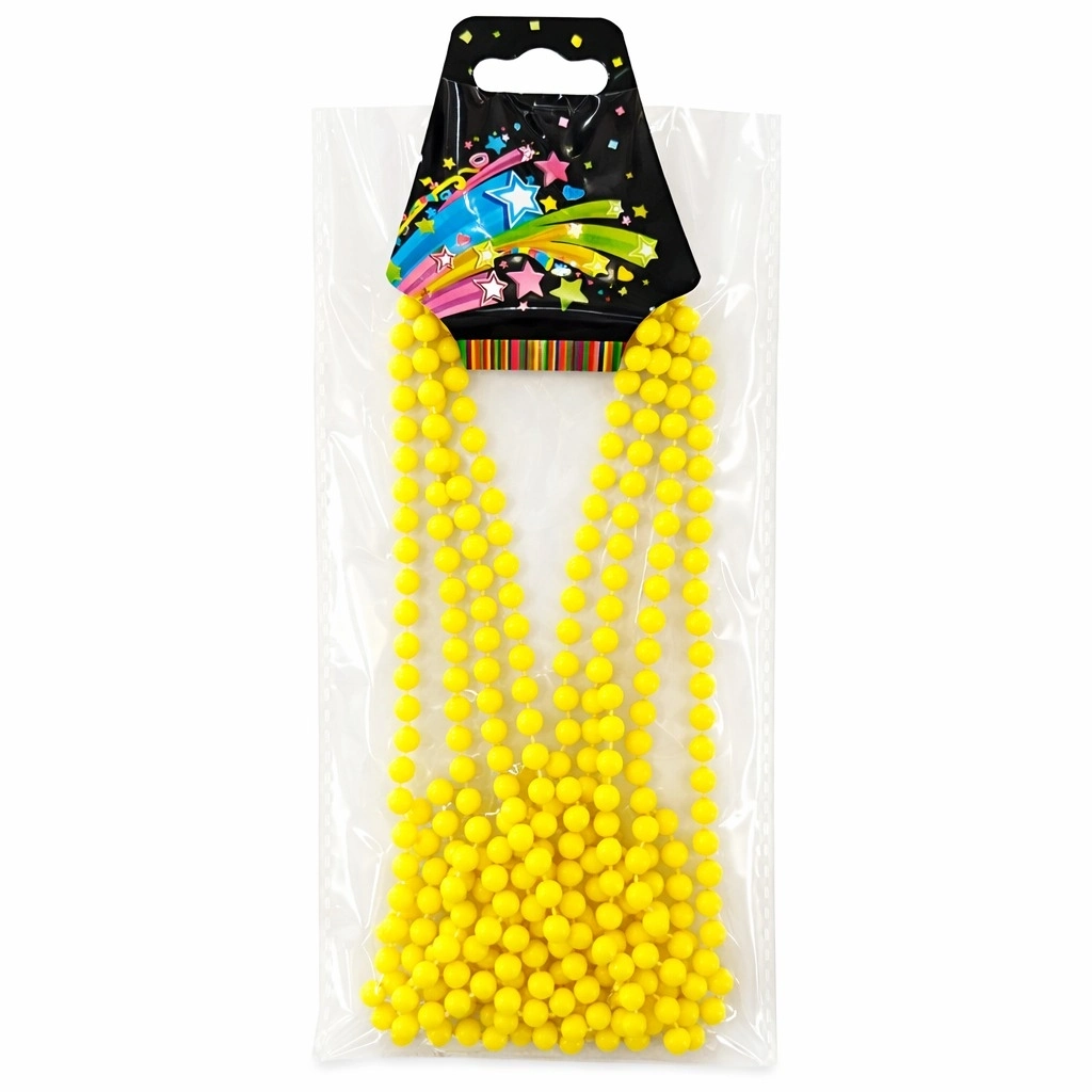 Neon Sarı Boncuk Kolye 80 Cm – Retro 80’ler 90’lar Parti Aksesuarı