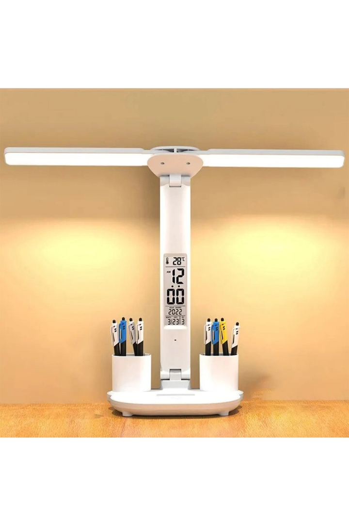Led Dokunmatik Katlanabilir Masa Lambası Takvim Sıcaklık Saat Şarjlı Masa Lambası