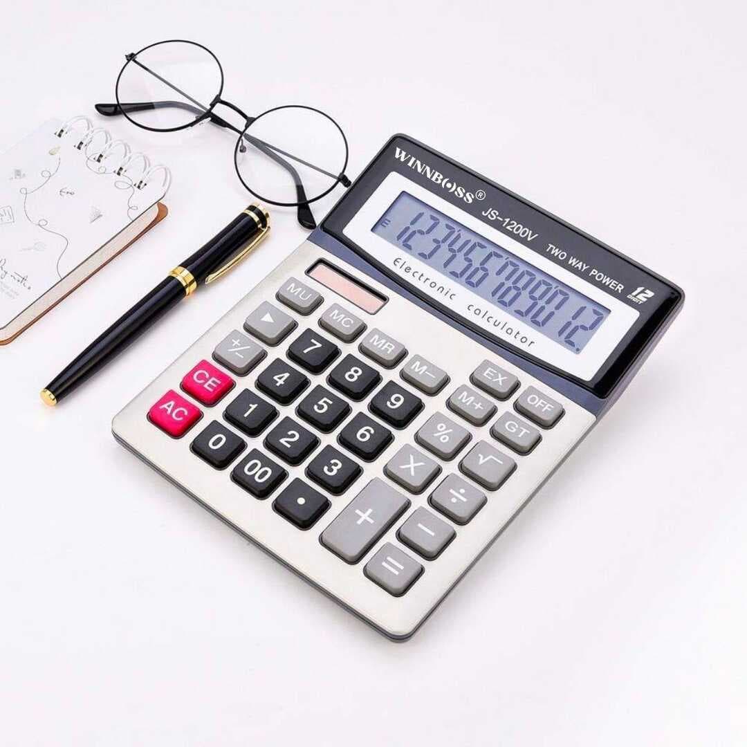 12 Haneli Geniş LCD Ekran Pilli Büyük Düğmeli Hesap Makinesi (4767)