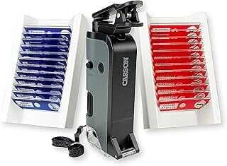 Carson MicroFlip 100 x 250 x LED ve UV ışıklı cep mikroskopu, aşağı açılan kaydırma tabanı ve akıllı telefon diskopu klipsi, 24 hazır böcek ve hayvan slaytıyla birlikte gelir (MP-250BUN)