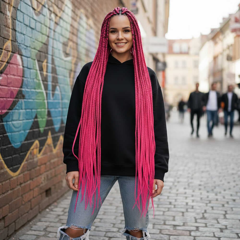 Afrika Örgüsü Ve Rasta İçin Sentetik Saç / Koyu Pembe