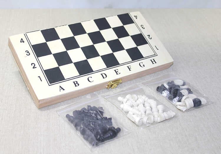 Ahşap Kutulu Satranç ve Tavla Seti - Model 1