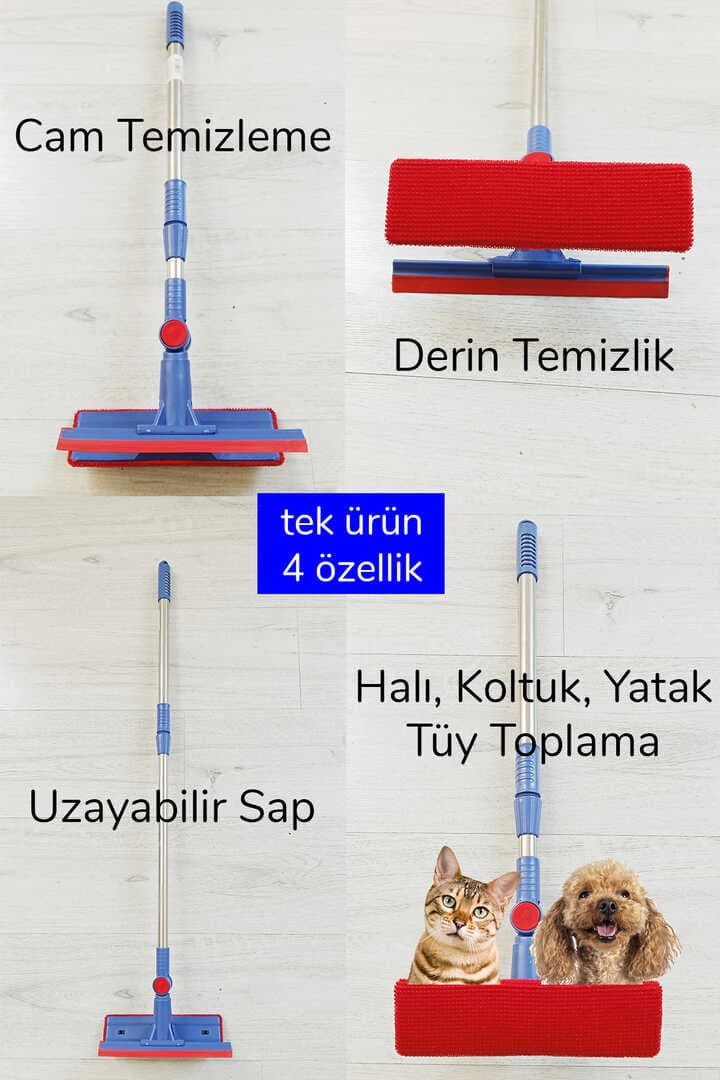 Çok Amaçlı Pratik Cam Temizleyici Kıl Tüy Toplayıcı Halı Kanepe Koltuk Temizleyici Döner Başlıklı