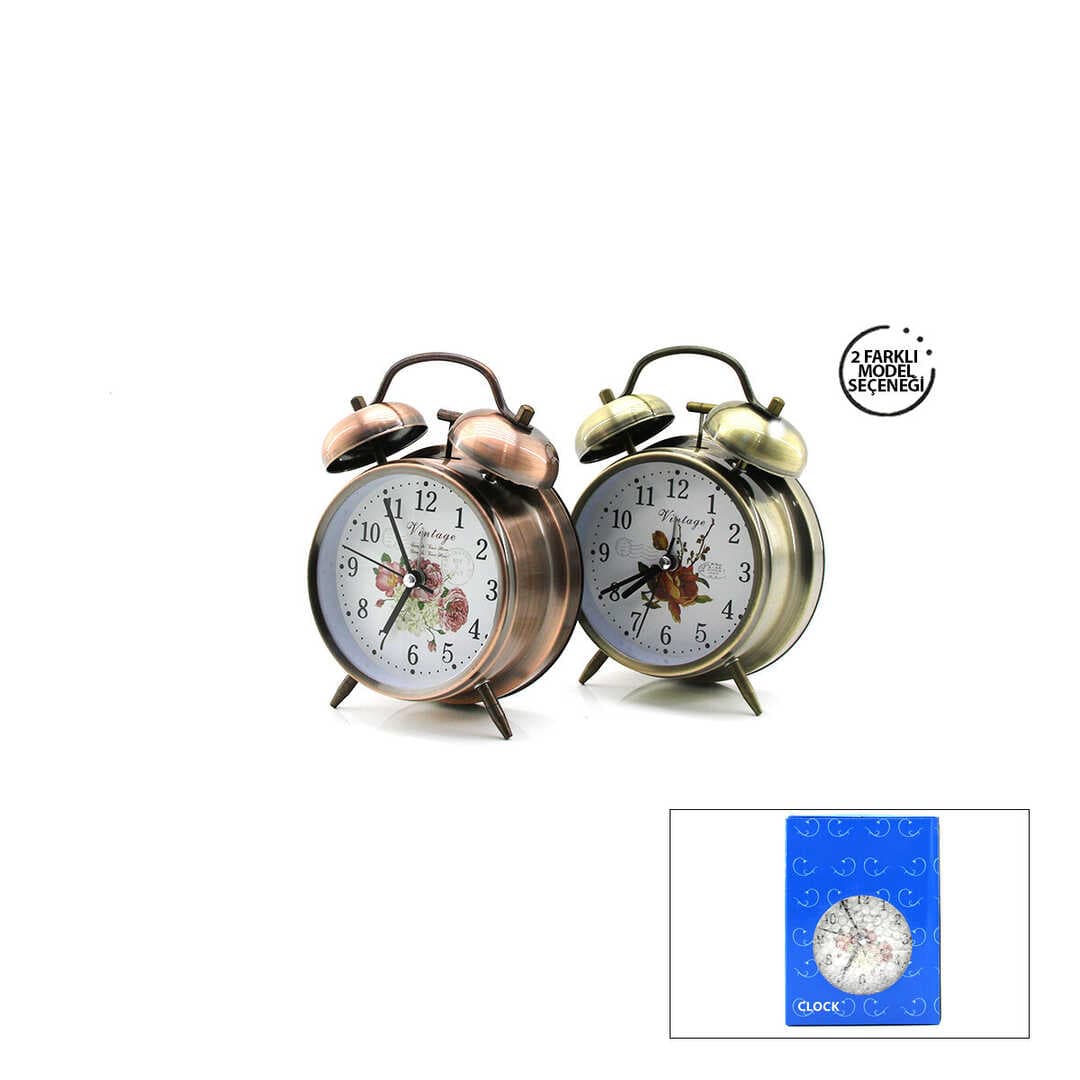 TWIN BELL ALARM CLOCK YUVARLAK MASA ÇALAR SAAT METAL KASA ESKİTME DESENLİ PİLLİ - IŞIKLI ÇAP: 10CM BGC-52 HERHANGİ BİR RENK GÖNDERİLİR (5430)