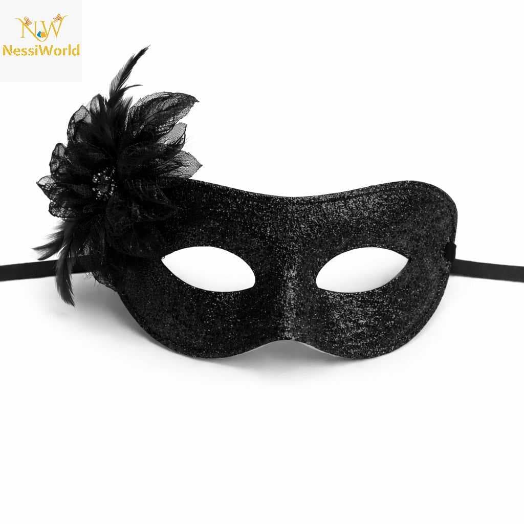 Siyah Simli Tüylü Balo Maskesi – Kadın Parti &amp; Maskeli Balo Maskesi