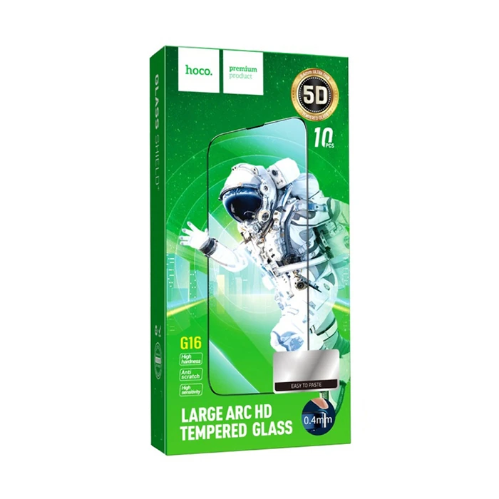 HOCO Guardian Shield Series iPhone 15 Pro 5D Tempered Kırılmaz Cam Ekran Koruyucu 10 Adet Set-(5775)