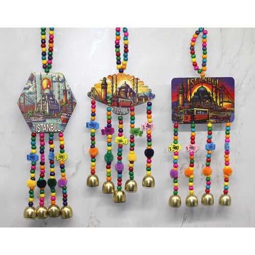 İstanbul Temalı Renkli Boncuklu Asmalı Rüzgar Çanı