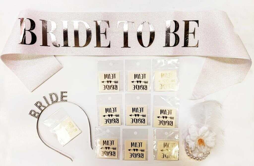 Nessiworld   Gümüş Renk Bride Partisi Taç Kuşak Dövme Bileklik Seti Full 13 Parça