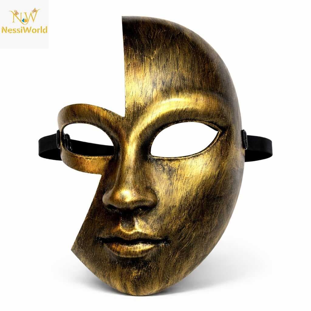 Antik Efektli Altın Yarım Yüz Parti Maskesi