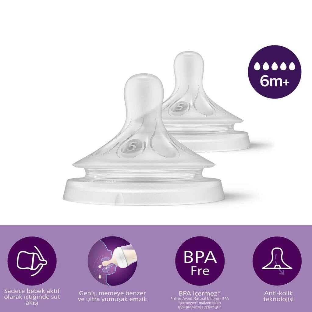 Nessiworld    Avent Doğal Tepkili Natural Response 2'Li Biberon Emziği No:5 6+ Ay