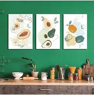 GAAGART 3'lü Kavas Mutfak Tablo Seti Çizgisel Ayva Avakado Ve Limo 60 x 90 gartM1764