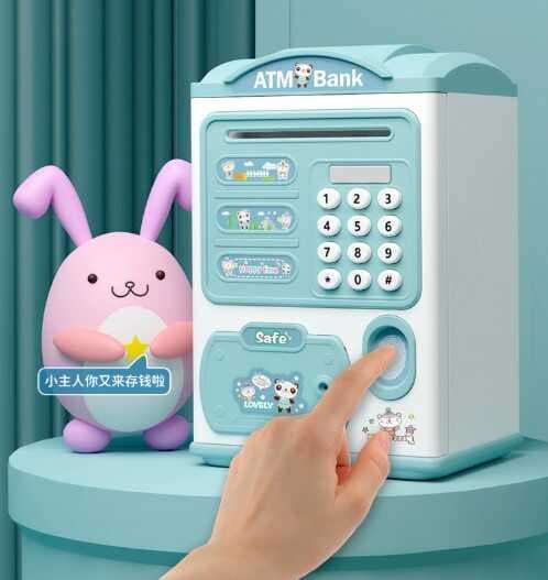 Parmak İzi Görünümlü Elektronik Şifreli Otomatik Kağıt Para Alan ATM Kumbara