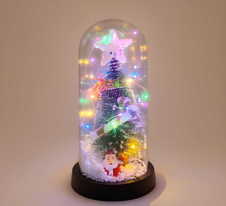 Yılbaşı Temalı Işıklı Dekoratif Cam Fanus - Model 1