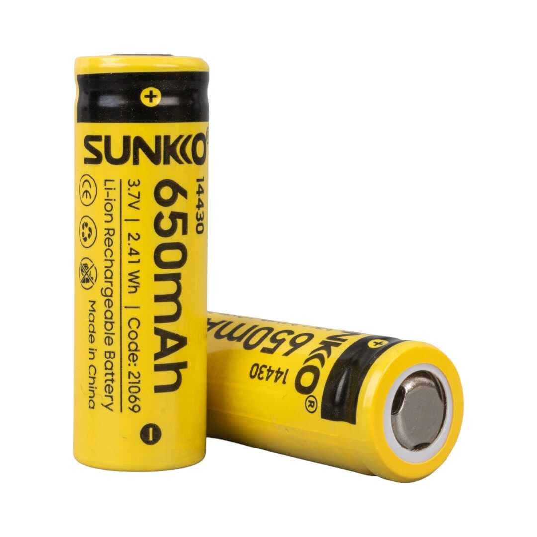 SUNKKO 3.7 VOLT 650 MAH 14430 ŞARJ EDİLEBİLİR PİL (2Lİ PAKET) (4767)