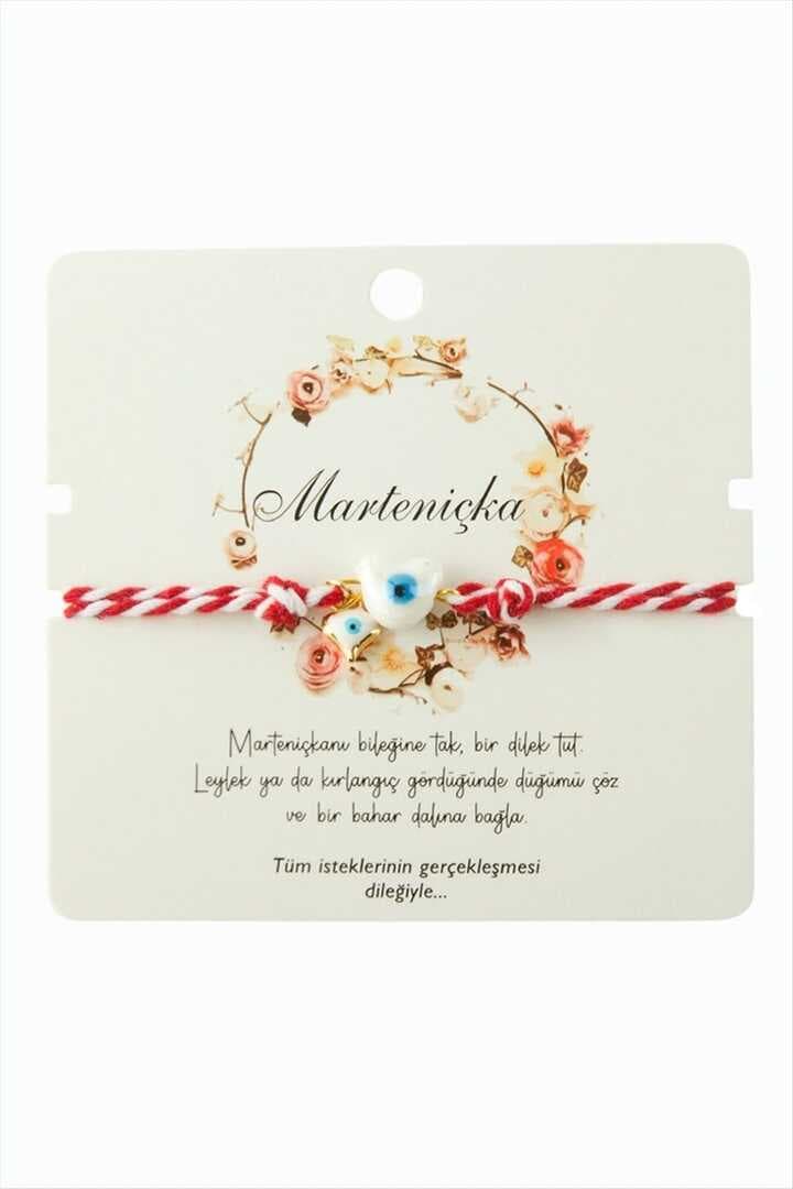 Kalp Cam Boncuk Marteniçka İp Bileklik