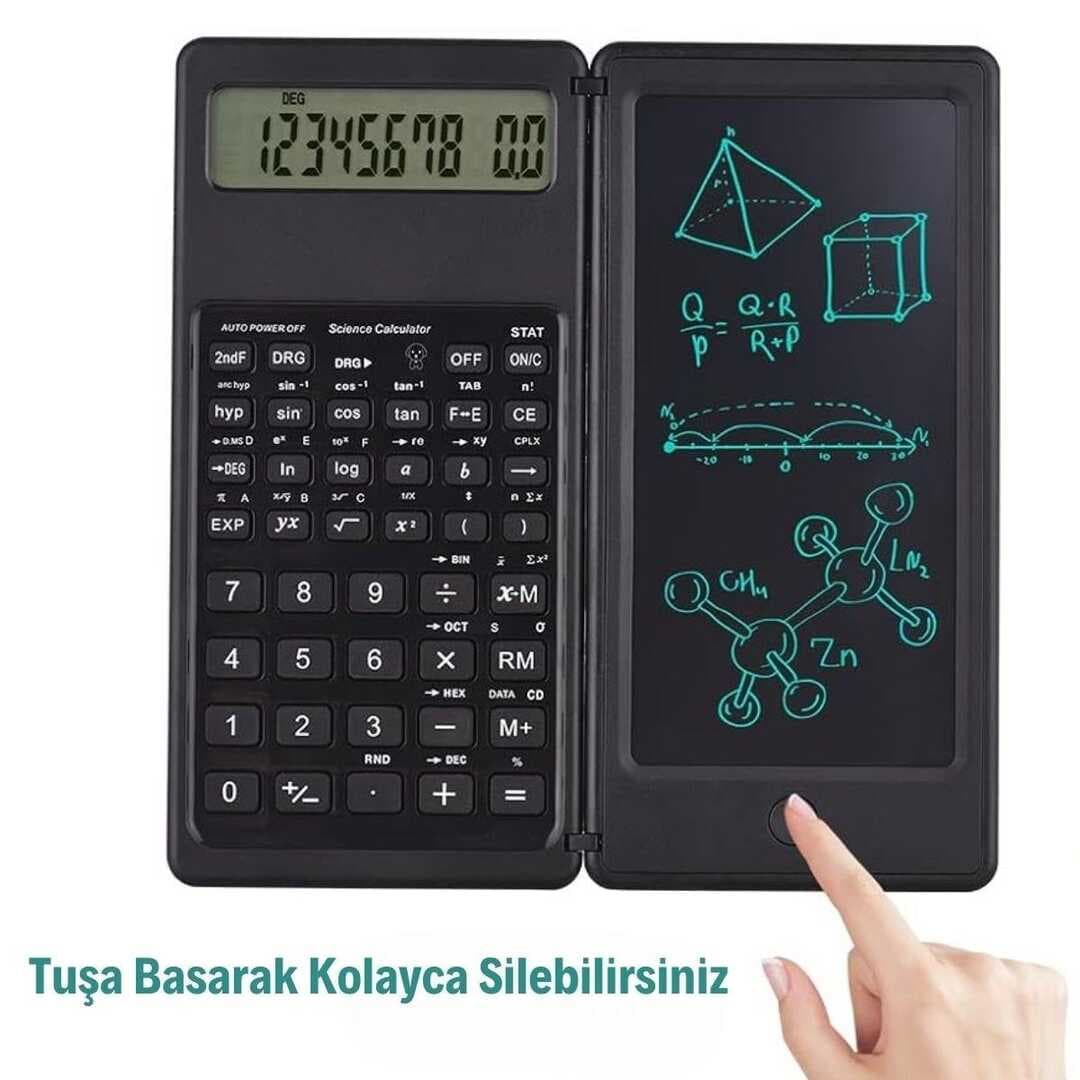Silinebilir LCD Yazı TabletliKalemli Katlanabilir Bilimsel Hesap Makinesi (4767)