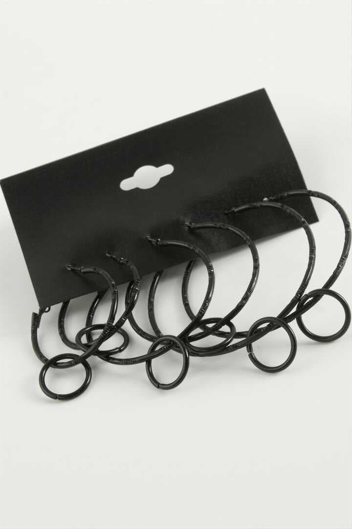 Noktalı İç İçe Metal Halka Küpe 6 Adet