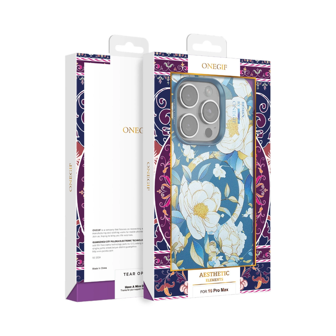 Onegif Apple İphone 15 Flower Series Magsafe Kapak - Beyaz