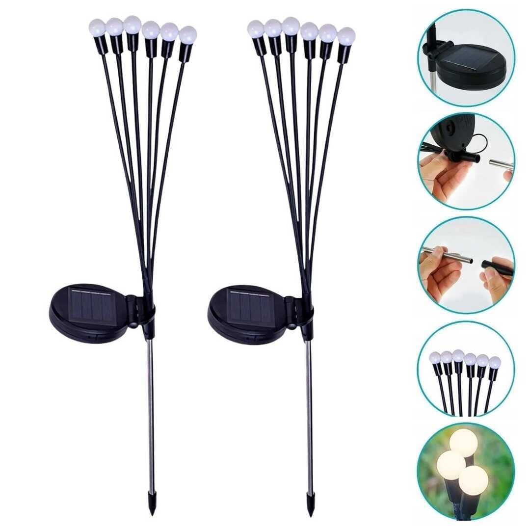 2 Adet Güneş Enerjili Plastik Bahçe Lambası – LED Dış Mekan Top Aydınlatma, Otomatik Açılıp Kapanan Solar Işık (5430)