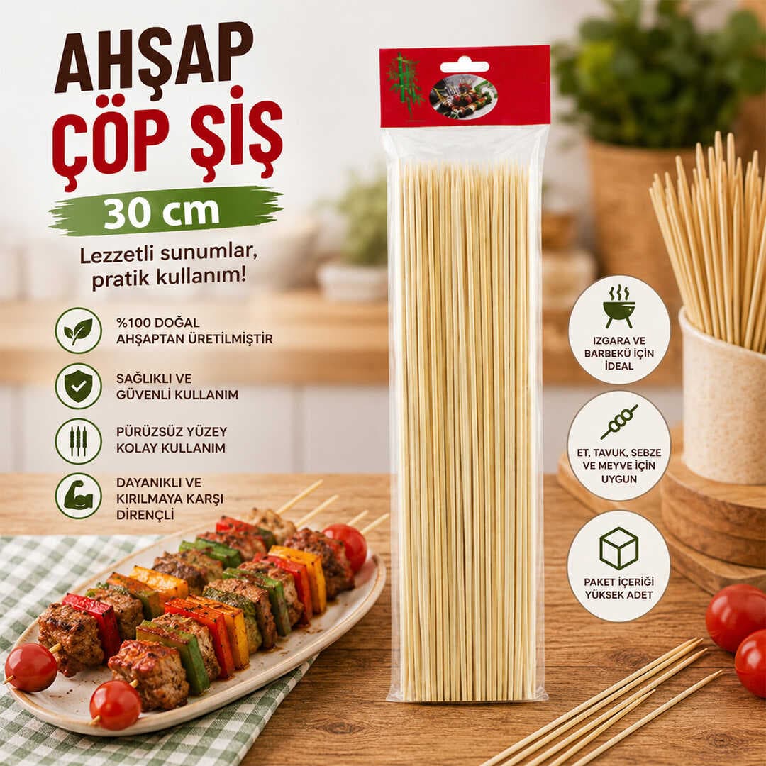 AHŞAP ÇÖP ŞİŞ 30CM 46PCS (5430)