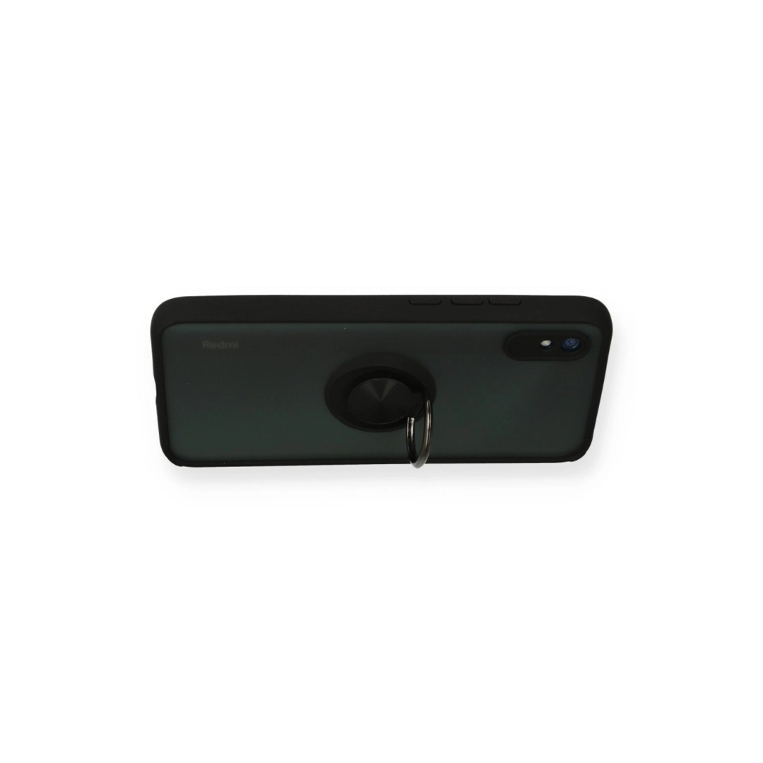 Xiaomi Redmi 9a Kılıf Montreal Yüzüklü Silikon Kapak - Siyah