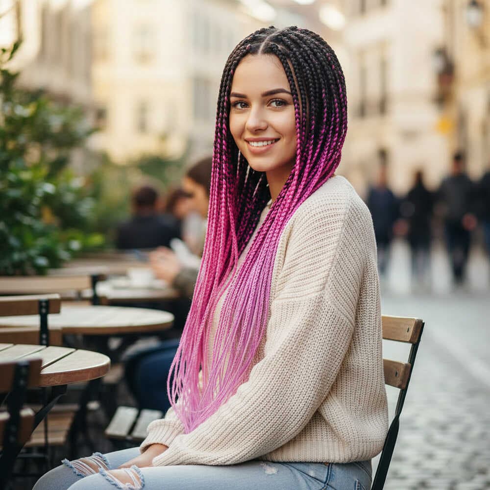 Afrika Örgüsü Ve Rasta İçin Sentetik Ombreli Saç / Siyah / Açık Mor / Lila