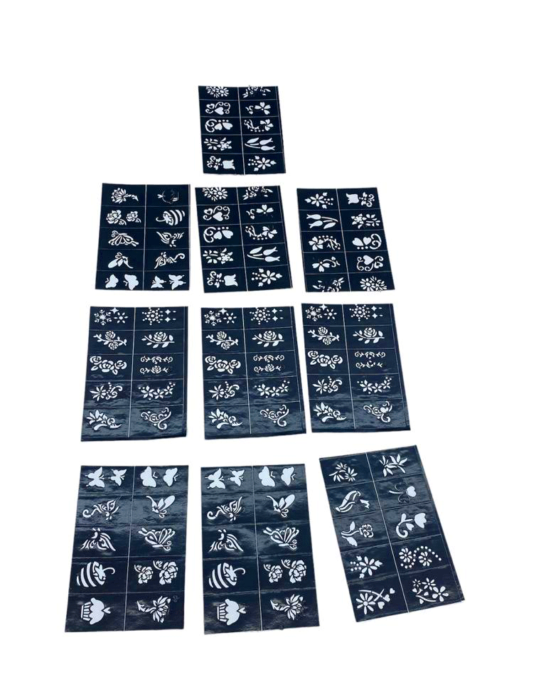 ÇİÇEKLİ 10X14CM TÜP KINA DESEN ÇIKARTMA ŞABLONU 12 PARÇA (5430)