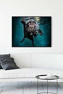 (14010) Yüze Köpek Eğleceli Mizahi Çerçeveli Tablo (50x70cm)