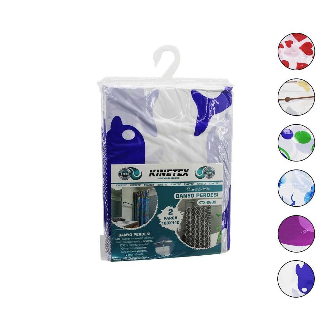 ÇİF KANAT POLYESTER BANYO PERDESİ 2PCS X 180X110CM - 12 HALKALI (5430)