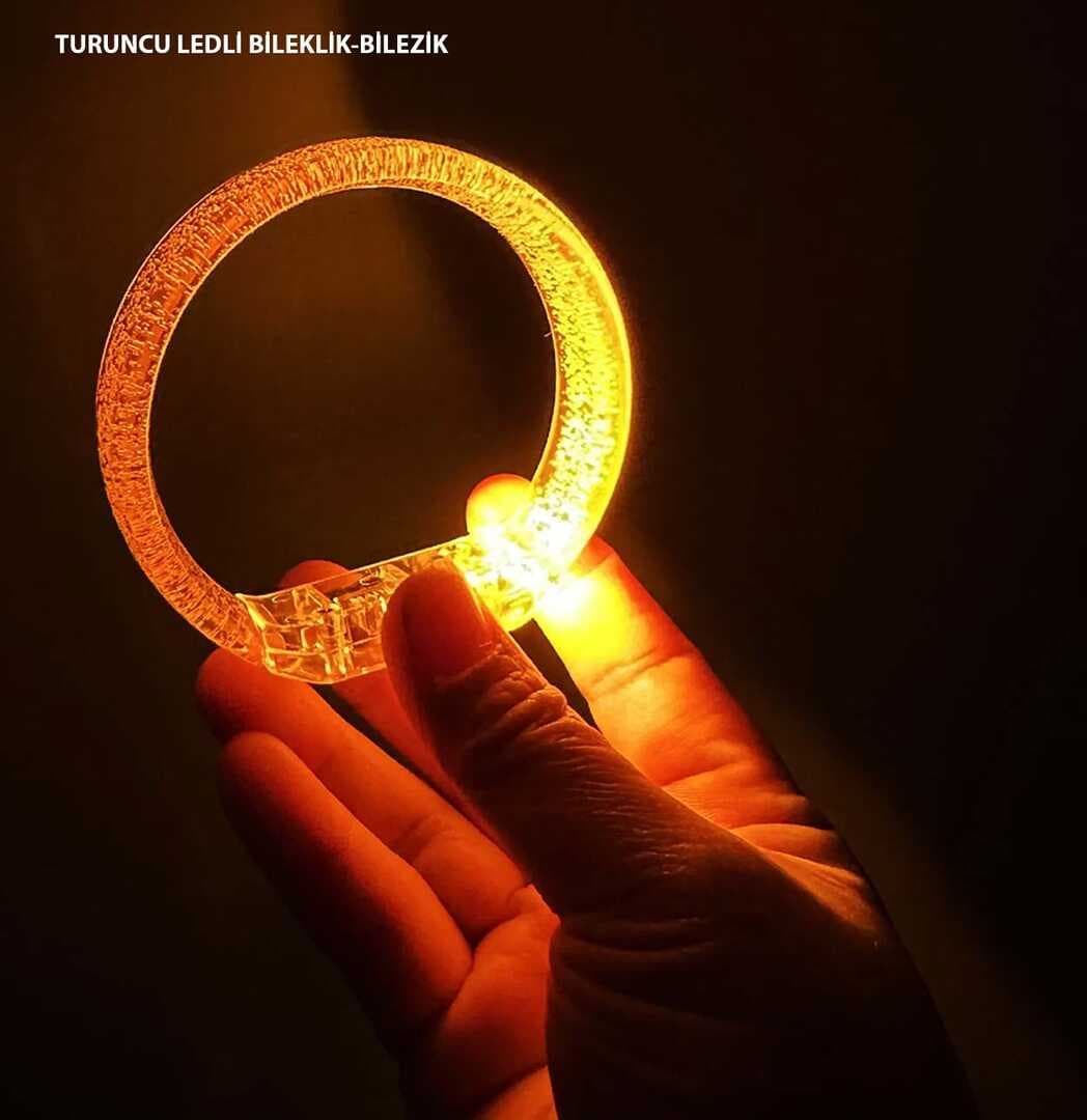 Turuncu Led Işıklı Baskı Yapılabilen Pilli Bileklik Bilezik